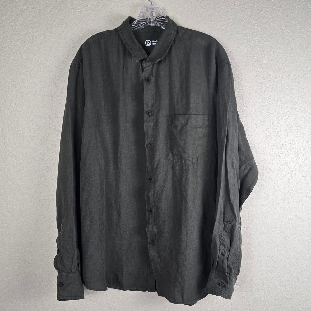 Outlier Hemp137 Boxford Shirt XL Dark Green 100% Hemp Long Sleeve
